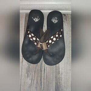 BYYB Brown Polka Dot Flip Flops